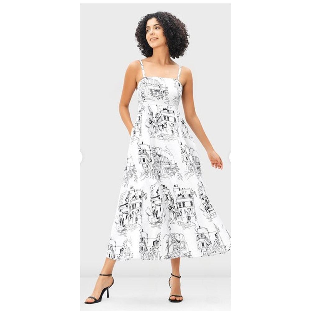 eShakti Printed Sleevess Dress, size 2X, 22W